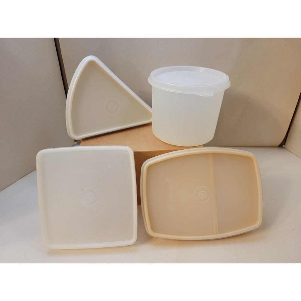 Vintage Tupperware Set 4 Divided Snack | Pie Keeper‎ | Sandwich Keeper | Round